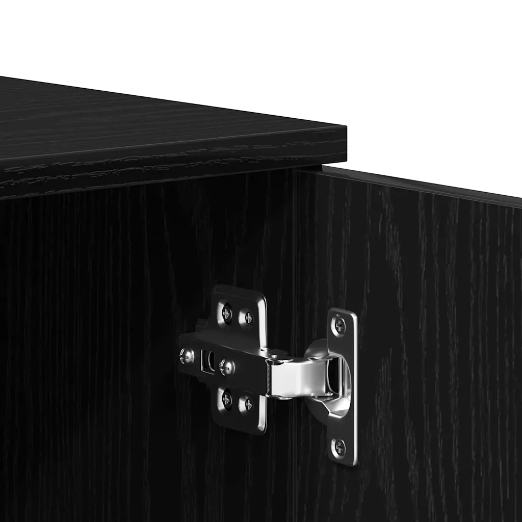 Credenza | Madia | Buffet da pranzo | Armadio da pranzo Rovere Nero 80x36x75 cm in Legno Multistrato