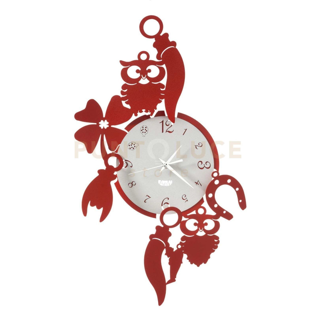 Orologio da parete di design portafortuna Good Luck Rosso e bianco marmo