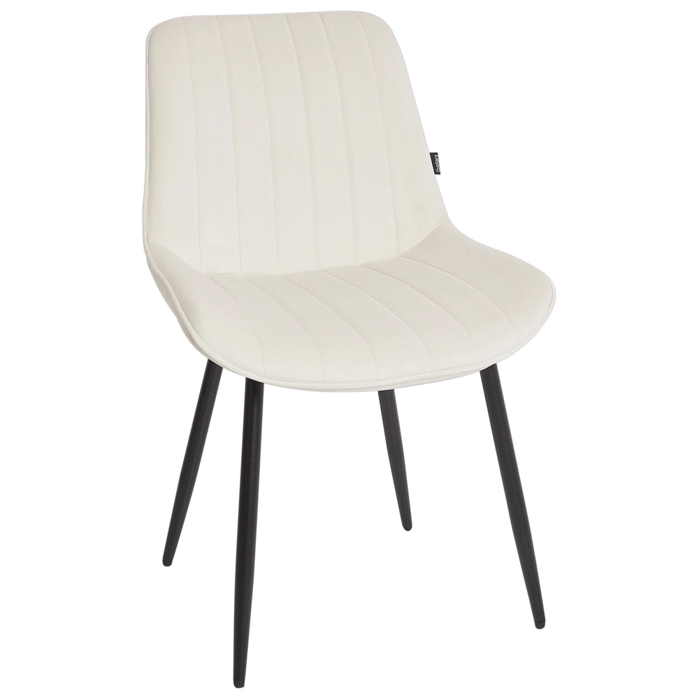 Set di 2 sedie da pranzo in velluto beige chiaro con gambe in acciaio nero senza braccioli set da pranzo salotto soggiorno moderno