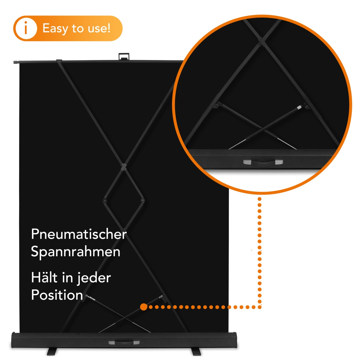 Fondale fotografico a rullo nero 165 x 220 cm, sfondo avvolgibile con supporto, sistema per studi fotografici, pannello ingualcibile ideale per fotografia low-key