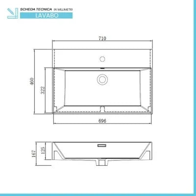 Mobile bagno sospeso cannettato 70 cm noce canaletto con specchio  Bali