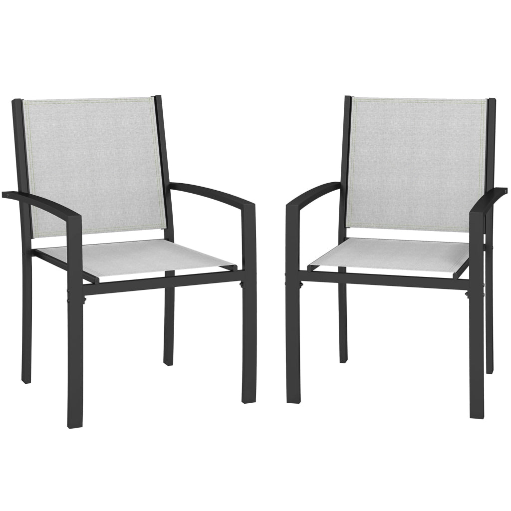 Set 2 Sedie da Giardino Impilabili ¨C Xylo ¨C con Braccioli Struttura Acciaio Grigio Chiaro 60x65x85cm