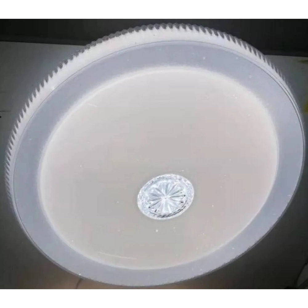 Trade Shop - Plafoniera Con Cristallo Centrale Moderno 40cm 50w Led Lampadario Luce 6500k 80404 -