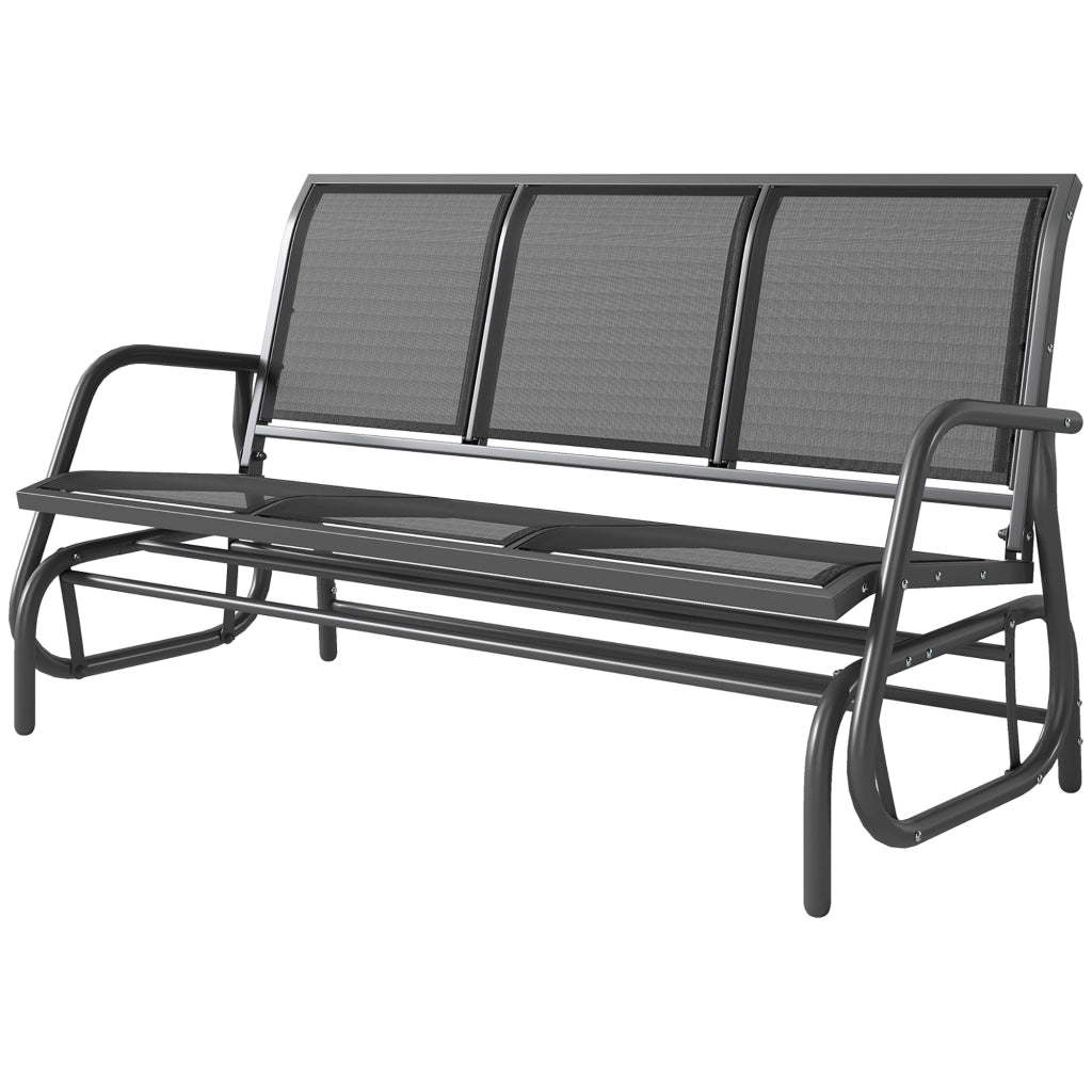 Sedia a dondolo da esterno 3 posti con braccioli ¨C zephmum ¨C nero 147x70x85 cm