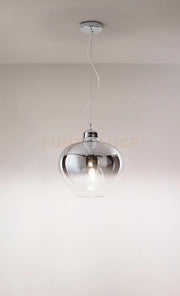 Sospensione vetro  fumé specchiato sfumato + cromo lucido Bowl 1 luce attacco E27 d.36,5cm