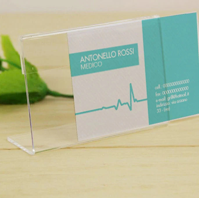 Segnaposto in plexiglass con base a L portanome eventi congressi - 5.5 x 8.5 x 3