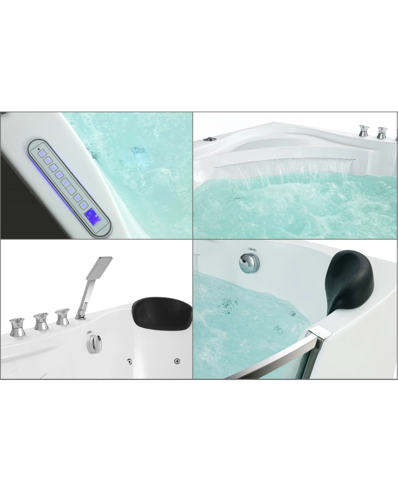 Vasca idromassaggio semicircolare vetro frontale riscaldatore full optional 150x150cm Sicorage Lopia