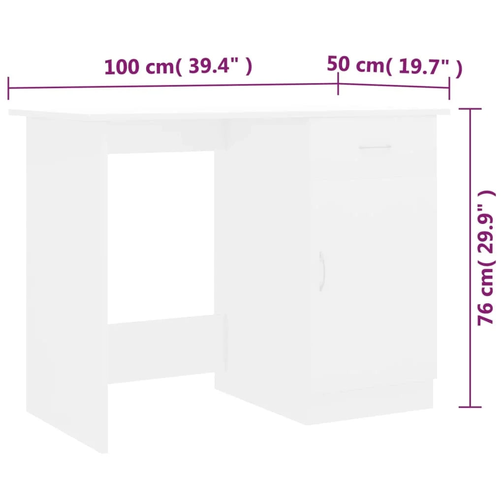 Scrivania tavolo postazione di lavoro mobile per computer studio 100 x 50 x 76 cm legno ingegnerizzato bianco 02_0023500