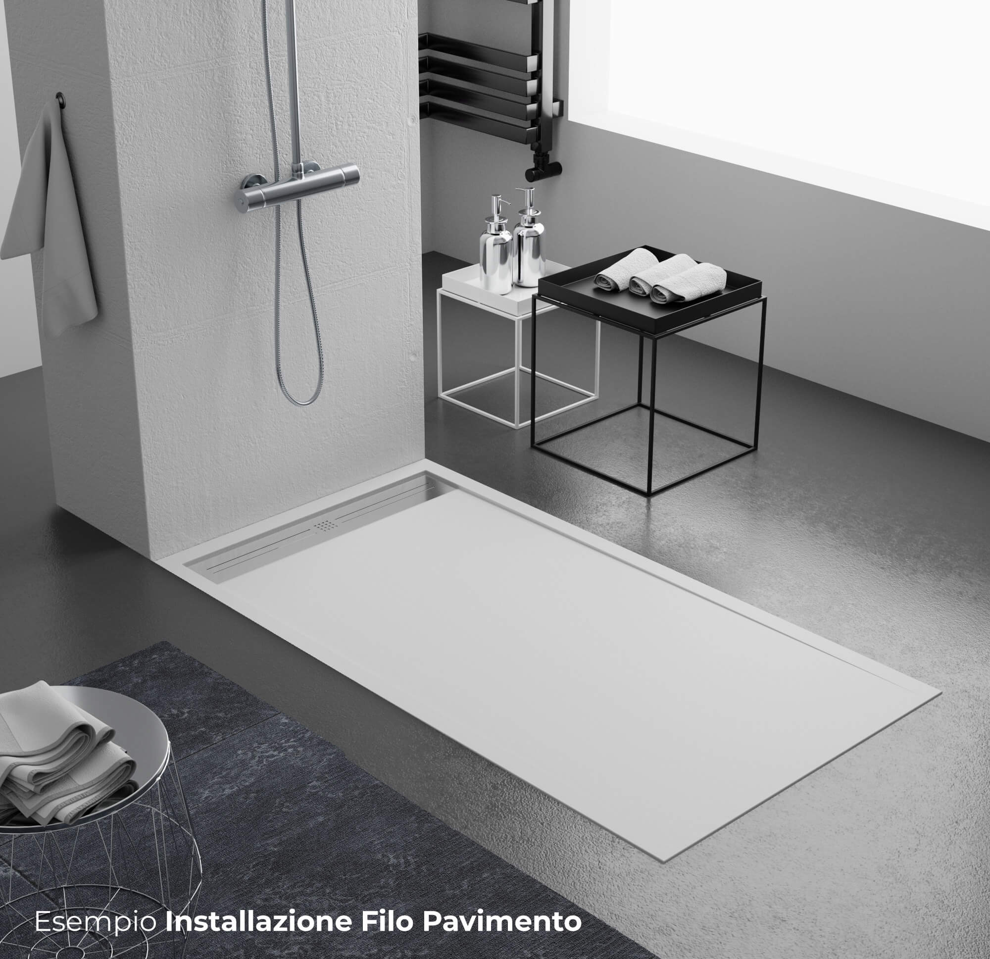 Piatto Doccia 90x140 cm in Pietra Bonussi Trivor Bianco