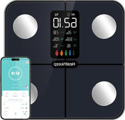 Ponderosimetro Smart con Display VA per Bilancia Digitale con Misurazione della Frequenza Cardiaca per App di Smartphone fino a 180kg/400lb - Analisi del BMI