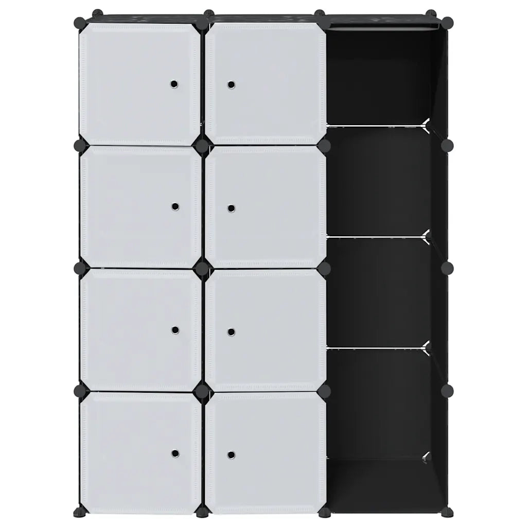 Armadio Modulare con 9 Scomparti 109x36,5x143 cm Nero e Bianco 240497