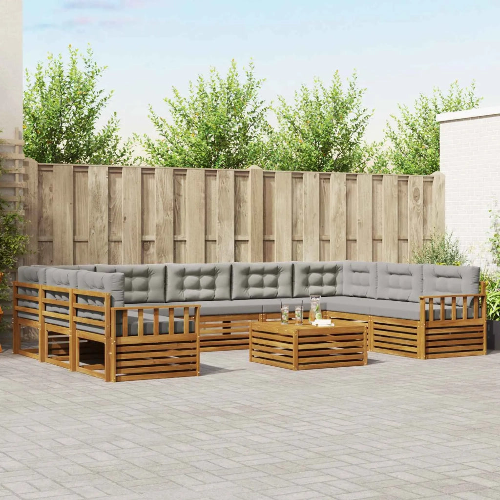 Set di divani da esterno 10 pcs Grigio Naturale e Chiaro 3374161