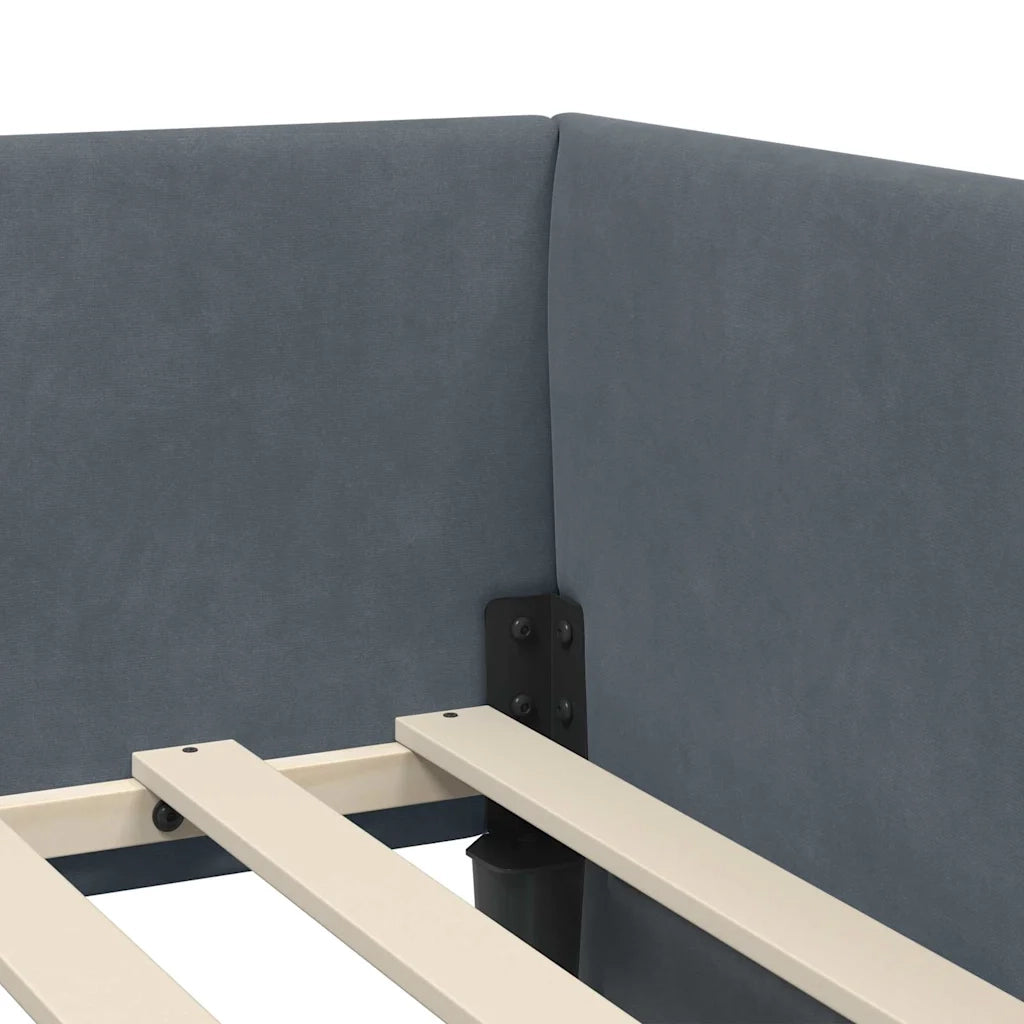 Cornice del letto ad angolo Grigio scuro 90 cm x 200 cm Velluto