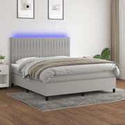 Letto a Molle Materasso e LED Grigio Chiaro 180x200 cm Tessuto 3135053