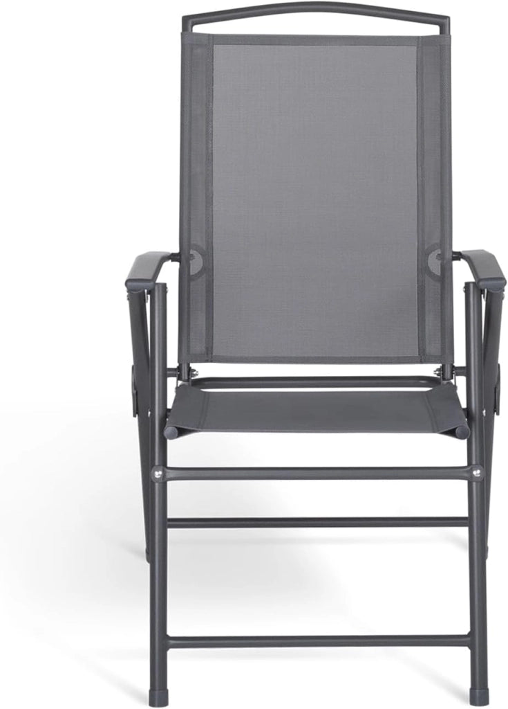 Set di 4 sedie da giardino pieghevoli ALGHERO in metallo e textilene grigio antracite con braccioli