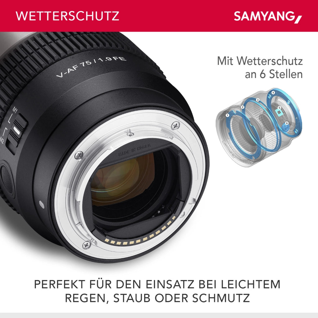 Obiettivo video V-AF 75 mm T1,9 FE compatibile con Sony E, per videocamera, con autofocus risoluzione 8K e Tally lamp, alta intensità luminosa per full-frame e APS-C