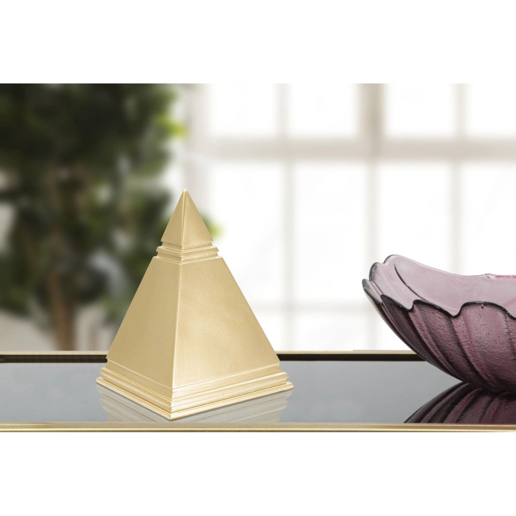Scultura Piramide, Oro, Poliresina, 11,5x11,5x15,5 cm