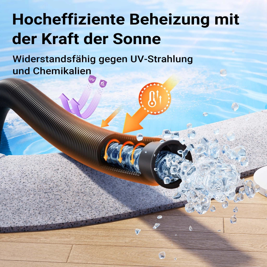 Tubo per piscina nero, 30m Ø 38 mm, sezionabile ogni 1,5 m, galleggiante, in resina 190 g/m Made in EU