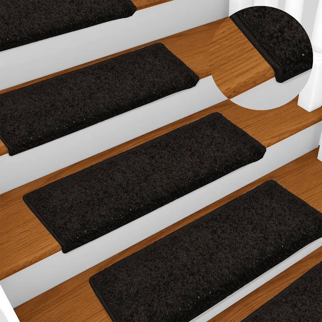 vidaXL Tappetini per scale 30 pz 65x21x4 cm Nero Bordo rettangolare