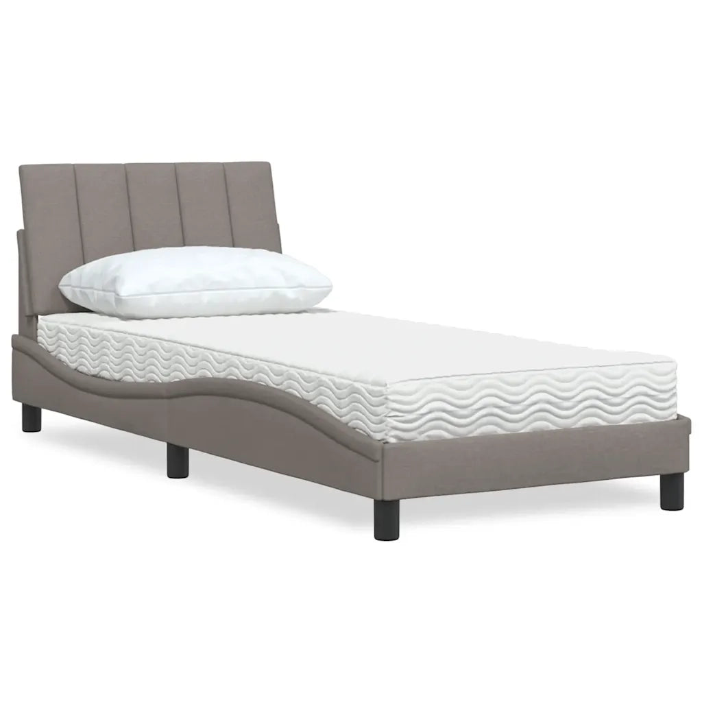 Letto con Materasso Hanko Tortora 90x190 cm in Tessuto
