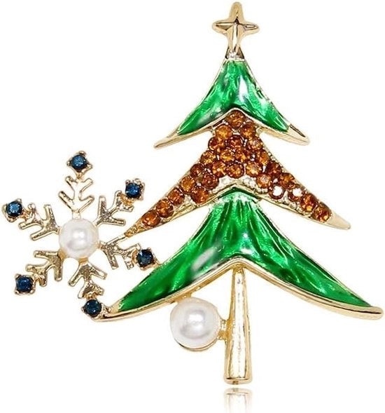 Decorazione di Natale per Donna Ragazza Croce Stella Perla Fiocco di Neve Broches Spille Accessori di Abito Ornamento di Natale Gioielli Medio Metallo Zirconia