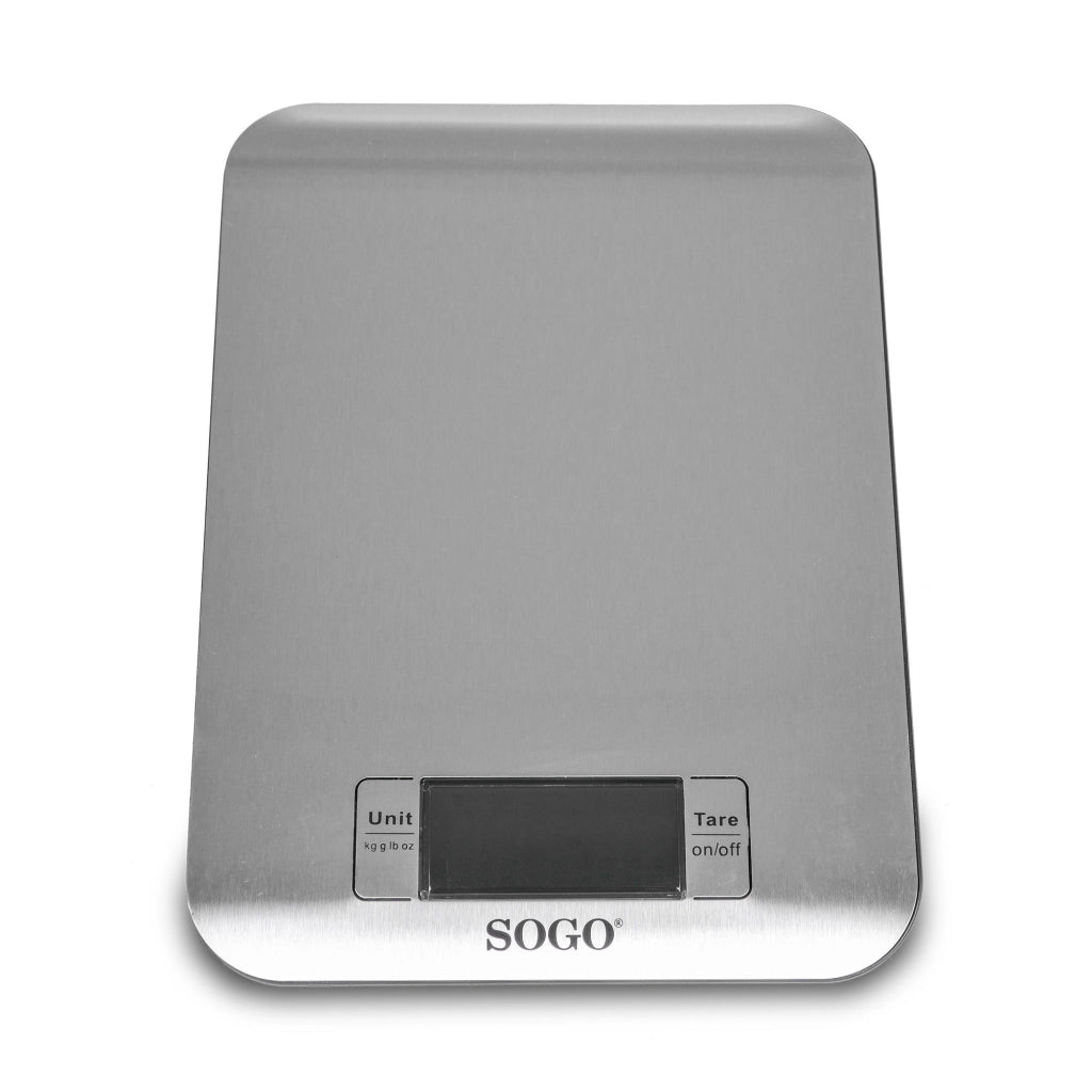 Bilancia da cucina digitale acciaio inox, display LED retroilluminato, 5kg, funzioni zero e tara - SOGO
