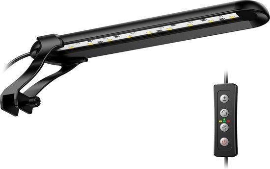 Illuminazione da clip per acquario, lampada LED per acquario, 14 modalità di illuminazione, intensità regolabile con timer controller inline, per acquari ingabbiati o senza cornice fino a 40 l, 9 watt [Classe di efficienza G]
