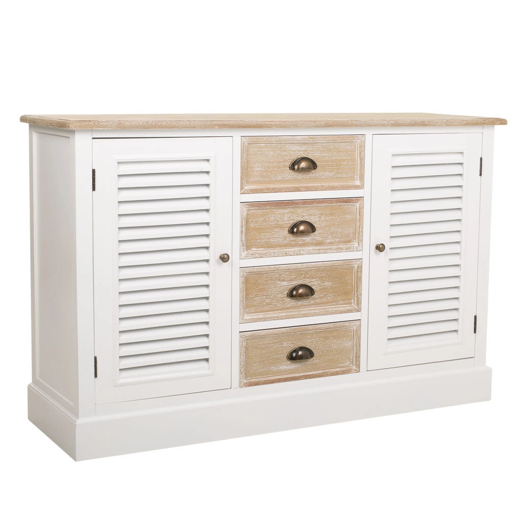 Credenza in legno bianco 124x40x80h