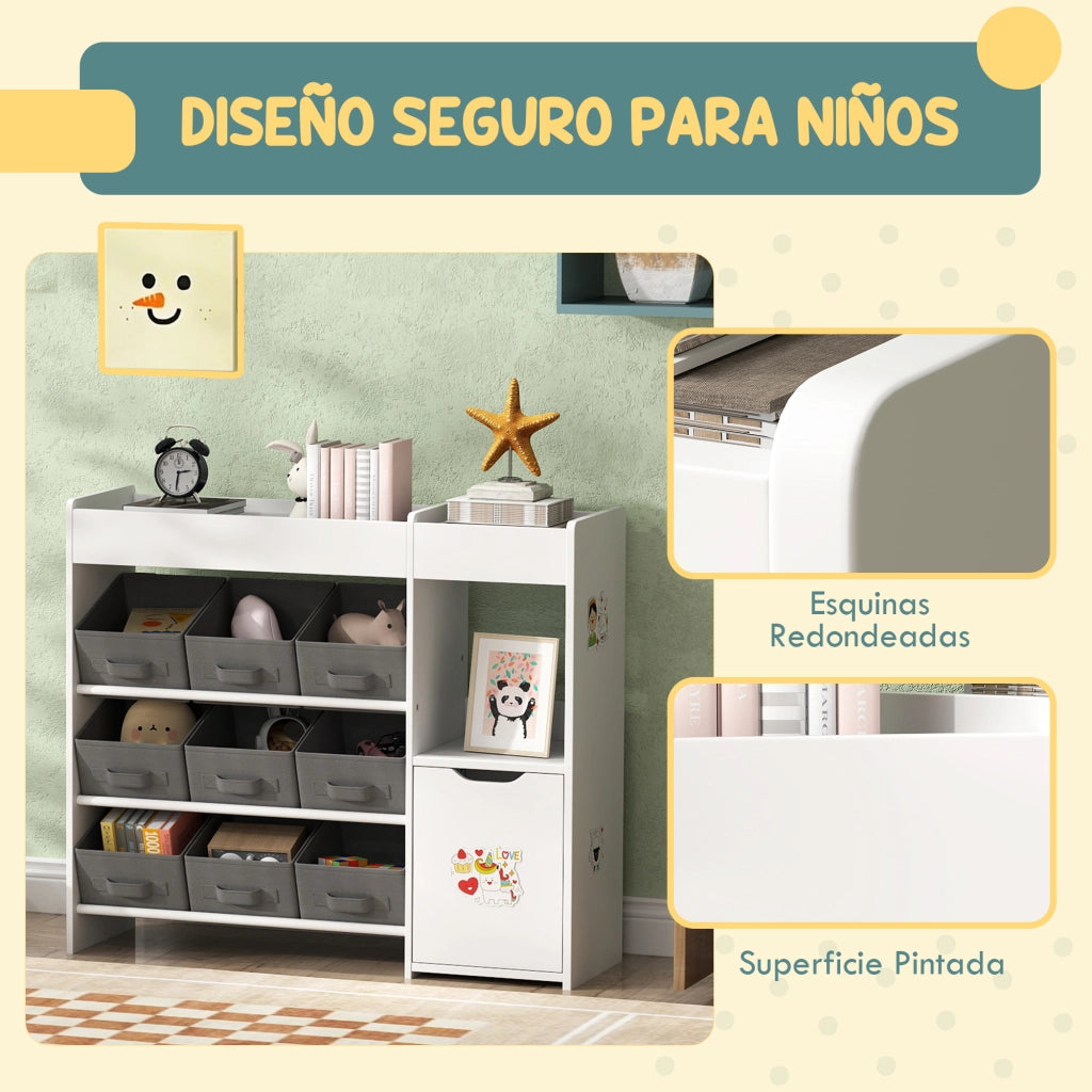 Cassettiera per bambini con 9 cestini ¨C Minimal ¨C 92x30x80 cm bianco