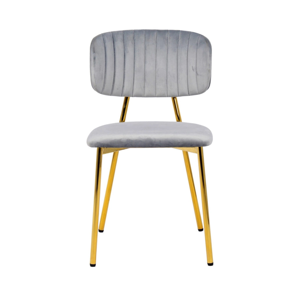 Set di 2 sedie Kian in velluto grigio e metallo dorato