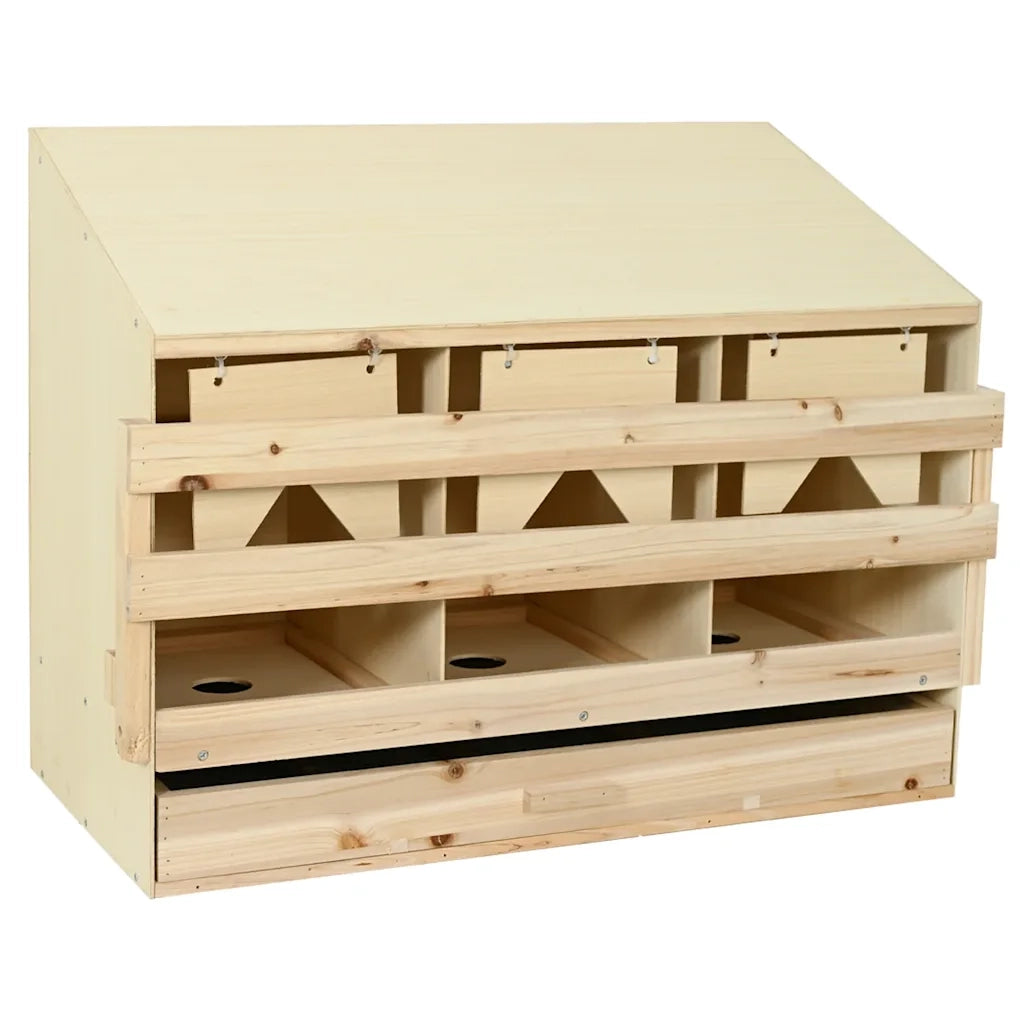 Casetta Cova per Galline 3 Scomparti 93x40x65 cm Legno di Pino