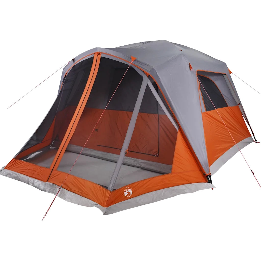 Tenda da Famiglia con Portico per 6 Persone-Tenda da campeggio Grigio e Arancione 376733