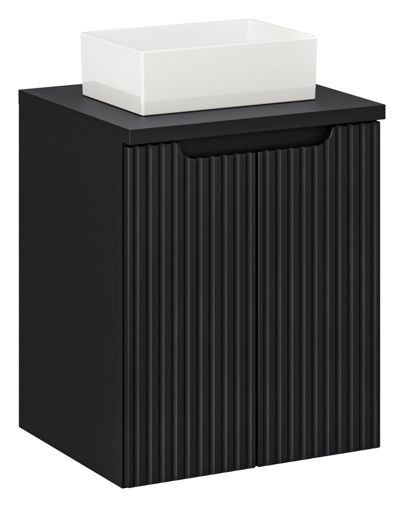 Set mobili bagno 50 cm con piano e lavabo da appoggio Gaja Nova Black 50 cm