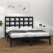 Giroletto-Struttura Letto Nero in Legno Massello 200x200 cm 682172