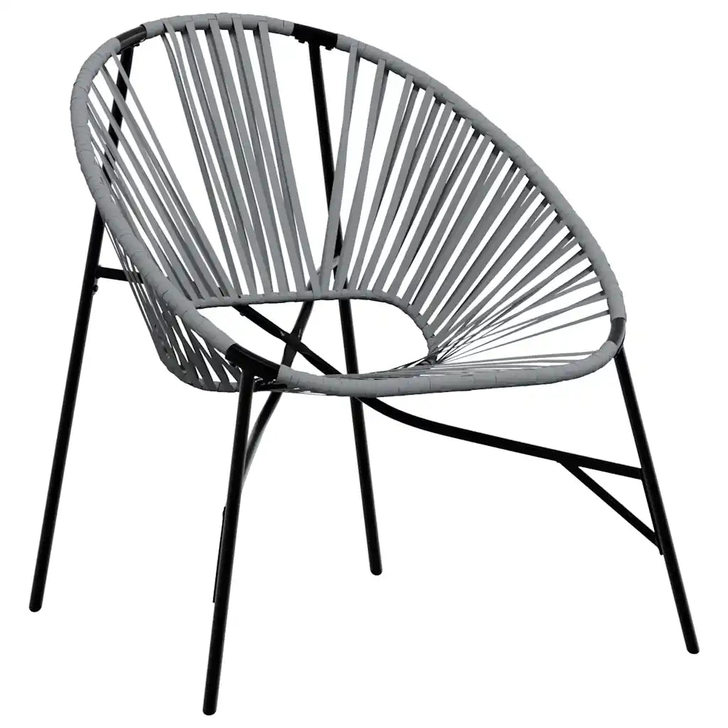 Set di Sedie da Giardino 3 pz | Sedie da Esterno in Polyrattan Nero e Grigio Chiaro