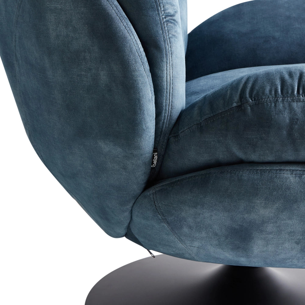 Poltrona girevole Velluto blu scuro Base singola con sedile imbottito Button Tufted
