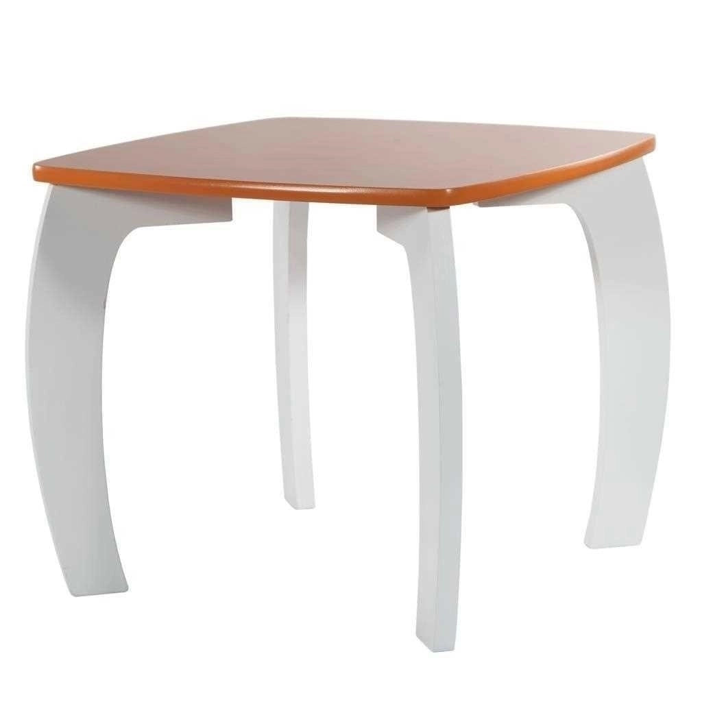 Set tavolo e 2 sgabelli in legno bianchi/arancioni 96x48x42 h cm
