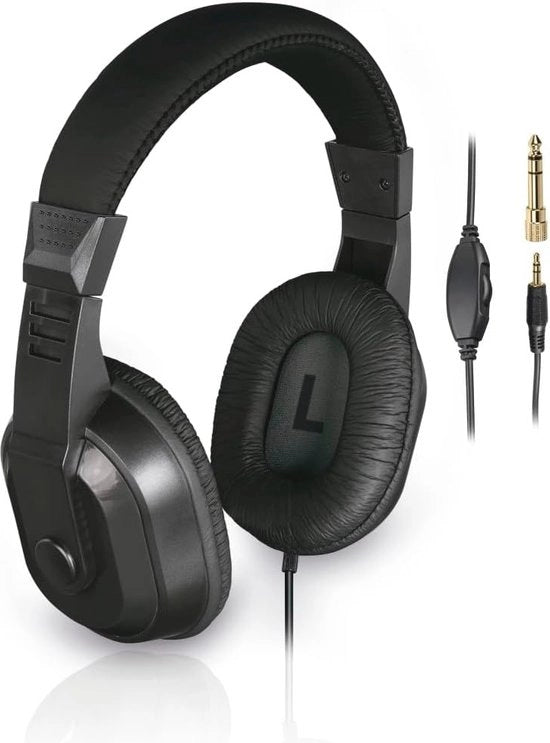 Cuffie da ascolto sovrapposte con cavo lungo e regolatore del volume per TV e musica - Adattatore 3,5 mm e 6,35 mm
