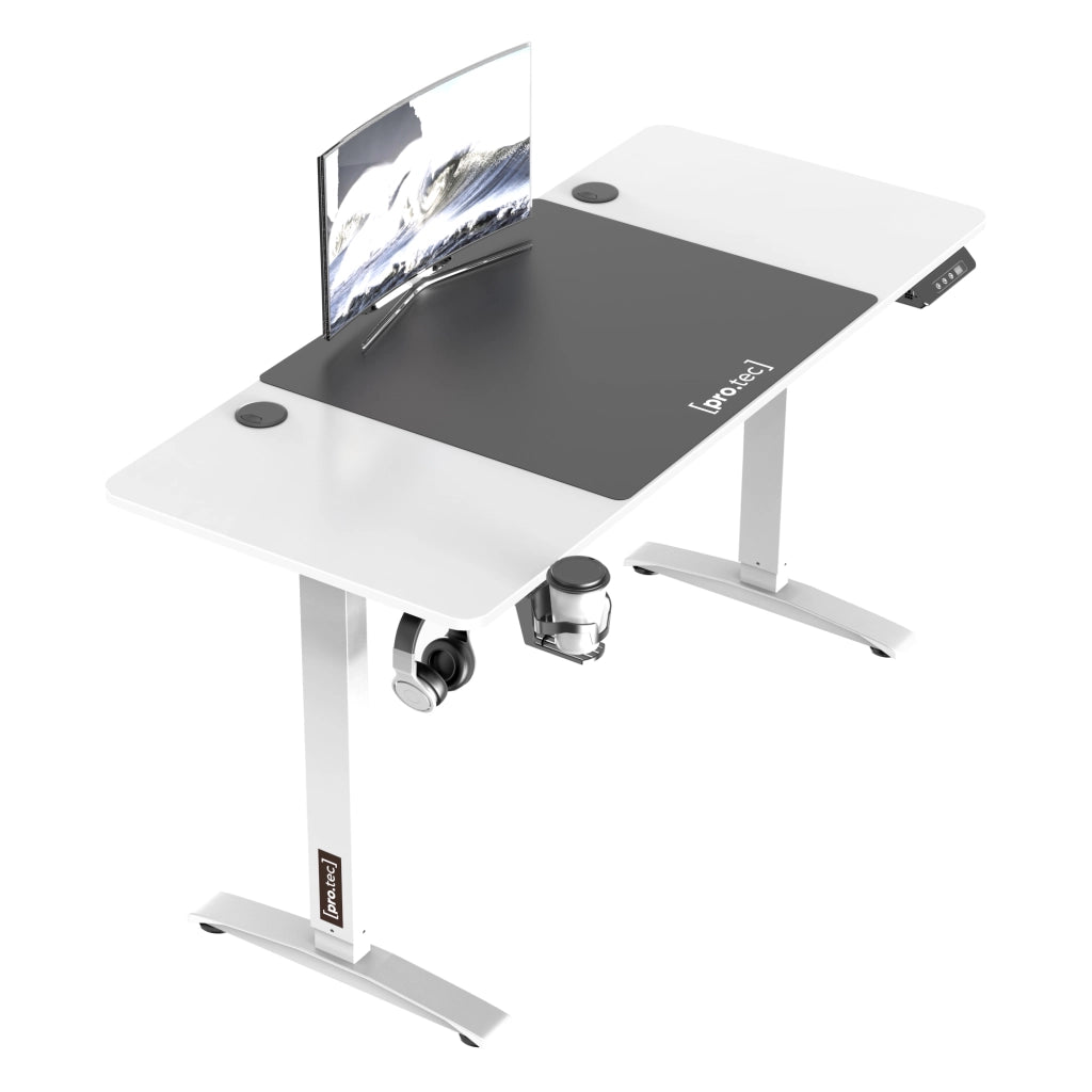 Scrivania 'Salinas' Regolabile in Altezza tra 73 - 118 cm con Sollevamento Elettrico - Bianco/Nero [pro.tec]