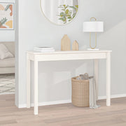 Tavolo Consolle Bianco 110x40x75 cm in Legno Massello di Pino 814240
