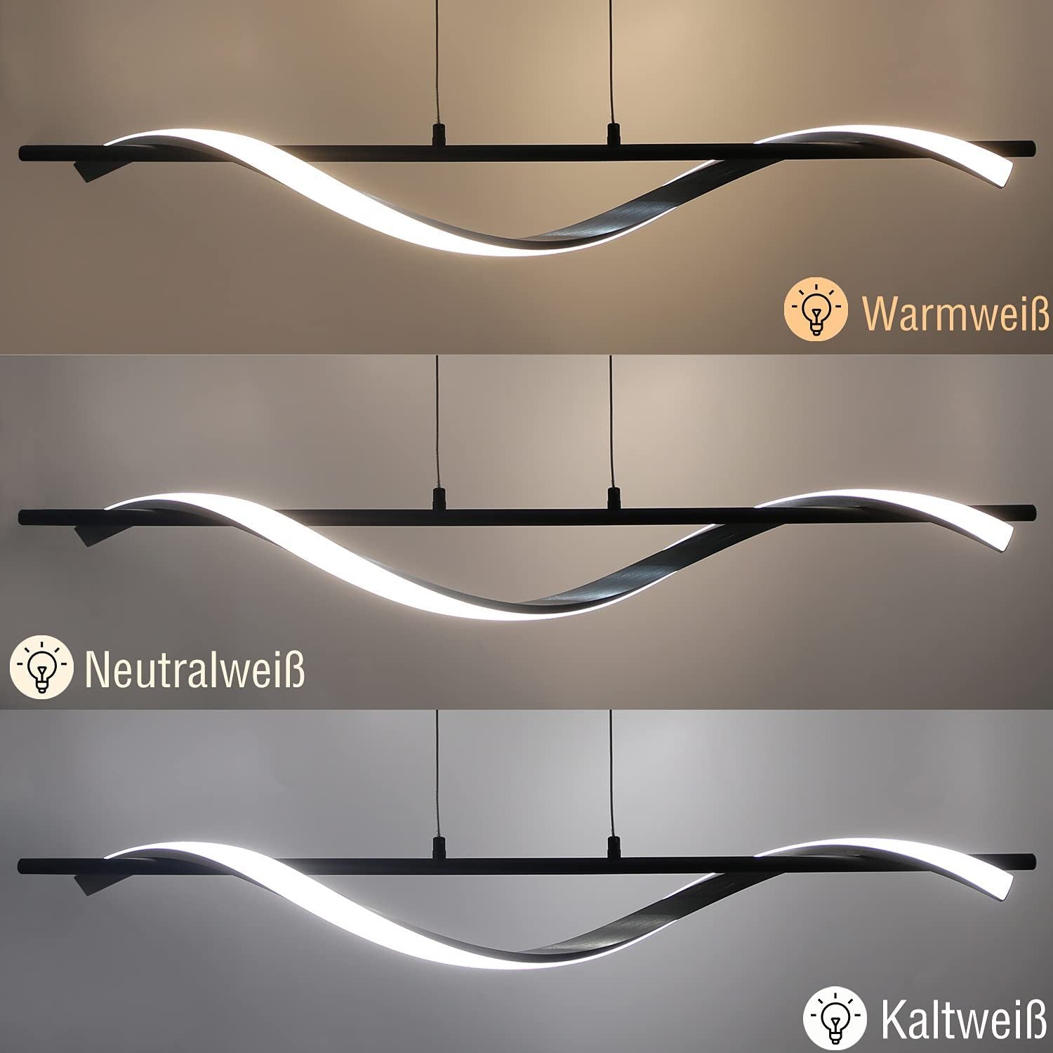 Lampada a sospensione ZMH moderna LED dimmerabile 22W argento alluminio design ondulato regolabile altezza 100 cm