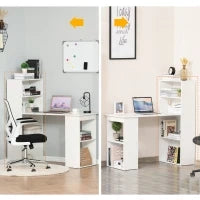 Scrivania Computer con Libreria Salvaspazio, Tavolo da Pranzo per Ufficio e Studio, 120x55x120 cm, Bianco