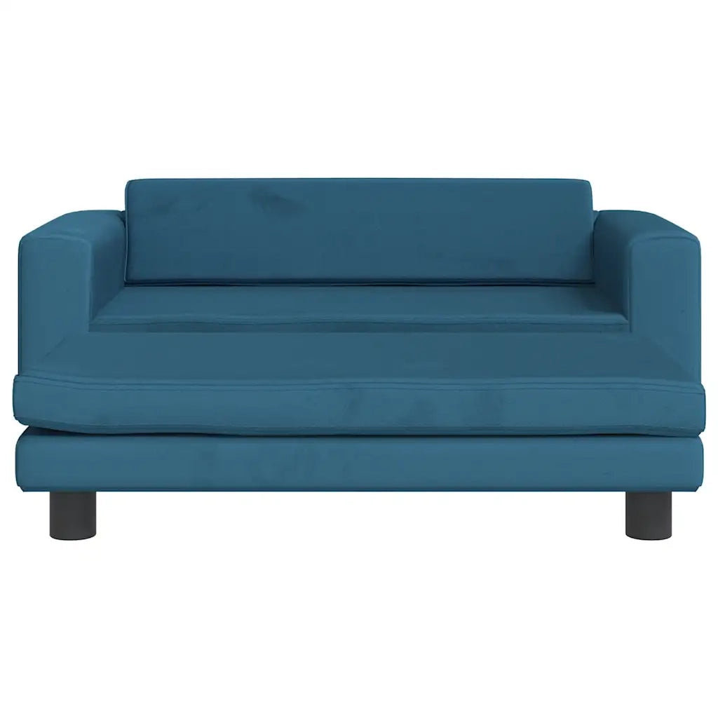 Divano per Bambini con Poggiapiedi-Sofa-Divanetto Blu 100x50x30 cm in Velluto