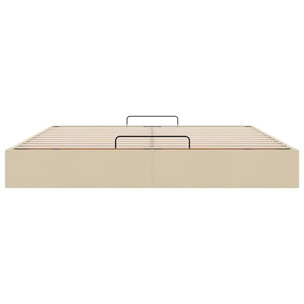 Struttura Letto Pouf senza Materasso Crema 200x200cm in Tessuto