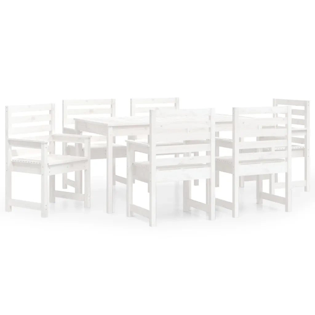 Set da Pranzo per Giardino 7pz Bianco in Legno Massello di Pino 3154714