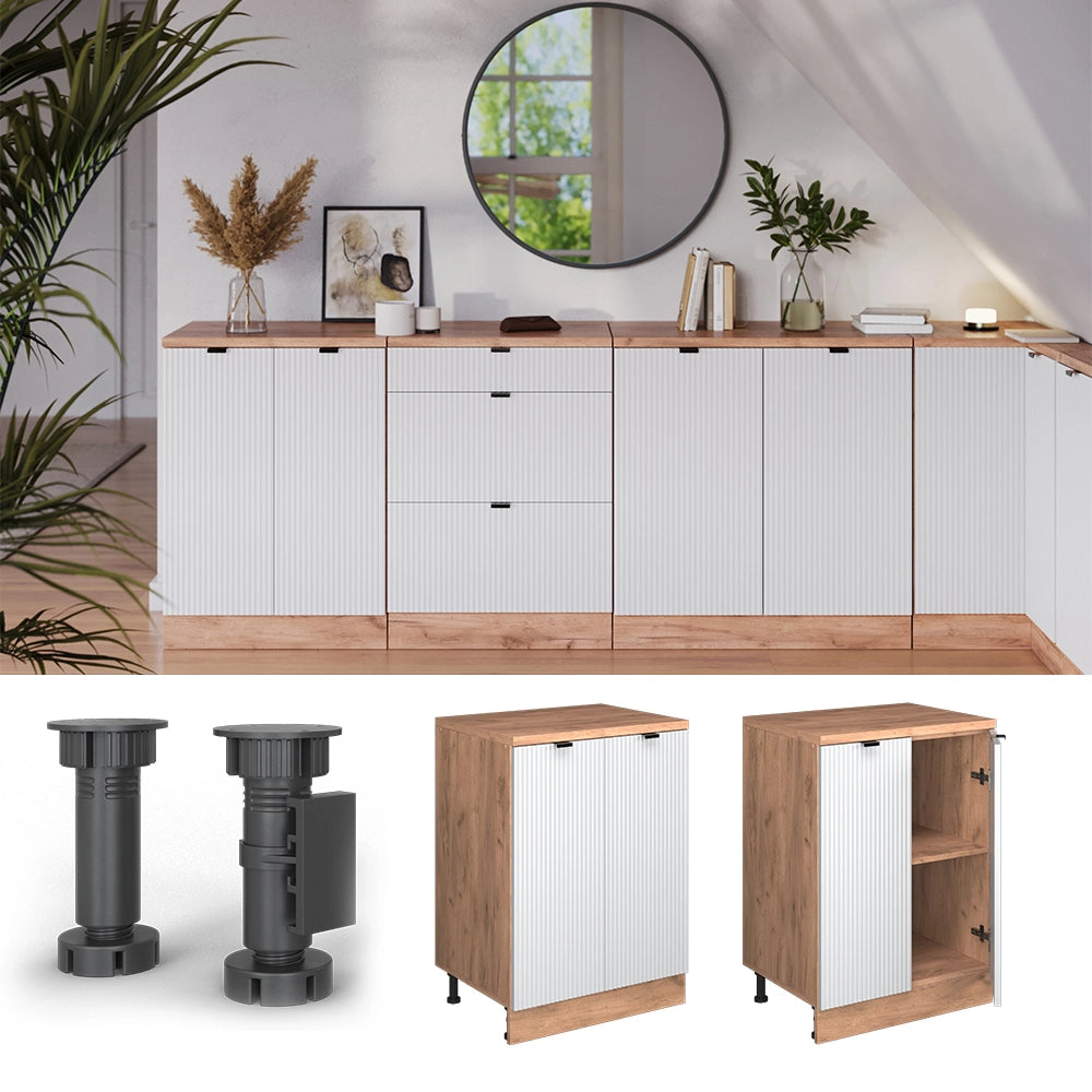 Mobile per mansarda Rion Ondulazione bianca/Rovere dorato 60 x 83.8 cm senza inclinazione con 2 ante Vicco