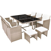 Set di mobili da giardino mobili da esterno set di mobili impilabili con cuscini 11 pezzi rattan beige 02_0018332