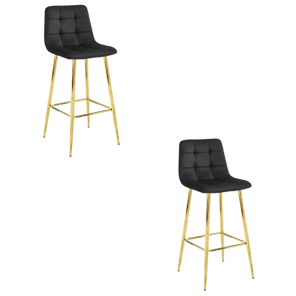 Valora TEOTO SGABELLO Gambe in velluto nero e oro x2