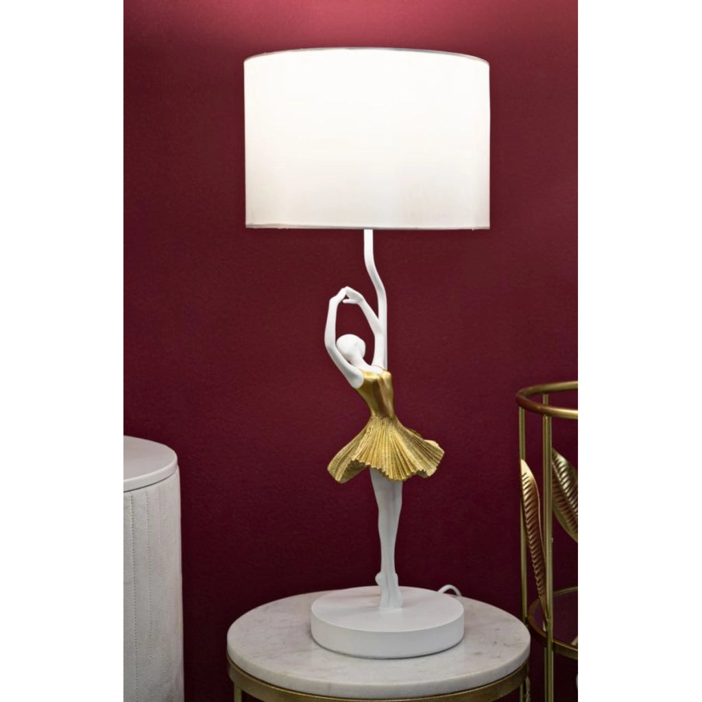 Lampada da Tavolo Ballerina 3, Oro, Poliresina, 28x28x64 cm