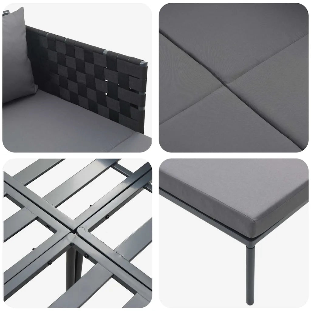 Lettino da Sole con cuscino Antracite 153 x 115 x 69.5 cm 42004135